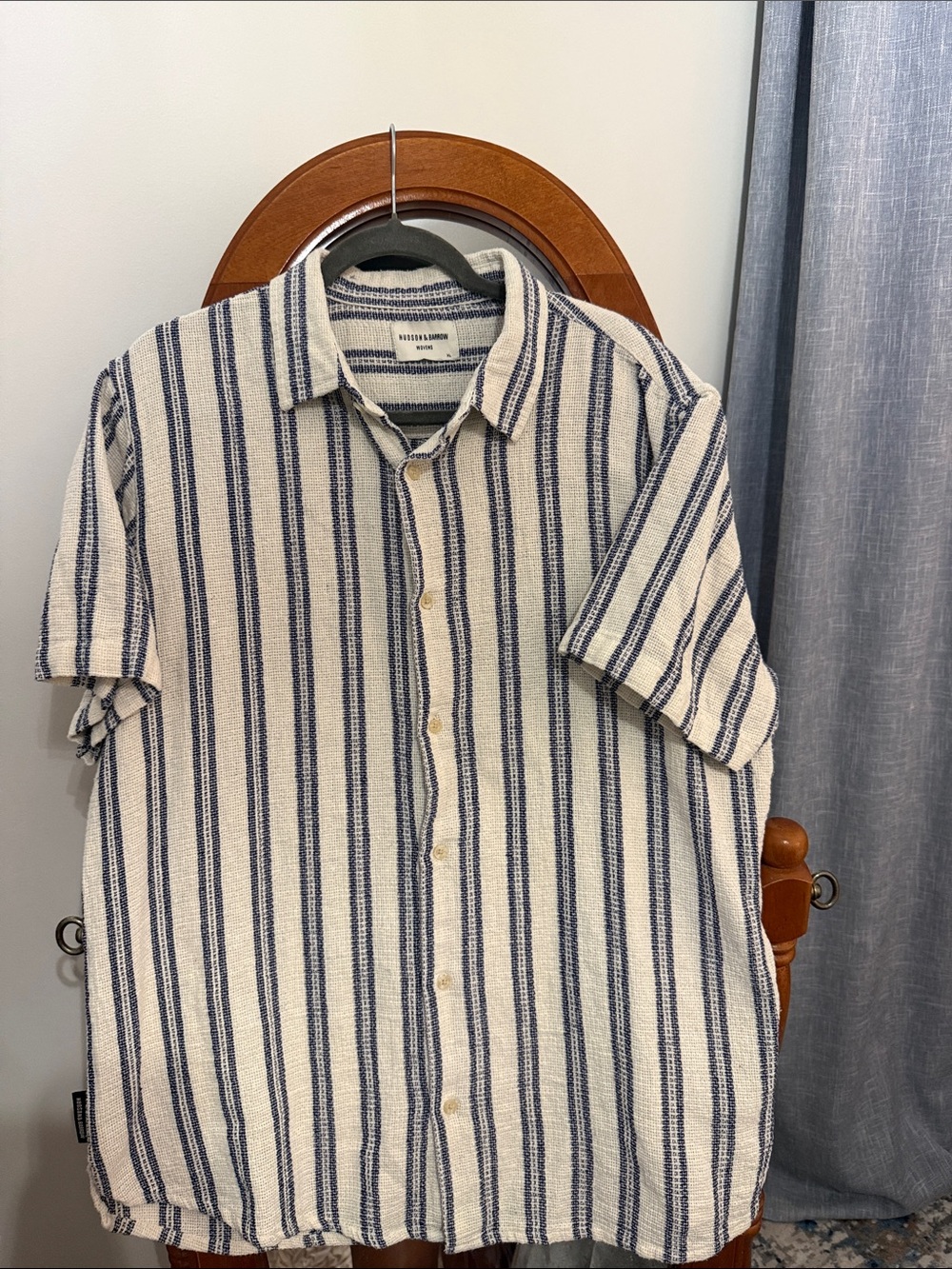 Hudson & Barrow Woven Stripped Short Sleeve Button Down Shirt